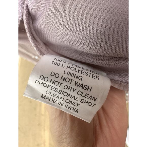 Mac Duggal 93622 LONG PUFF SLEEVE PEARL BEADED MIDI DRESS VINTAGE LILAC SZ 20 - Picture 15 of 16